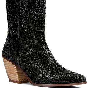 Women's Black Rhinestone Western Boots